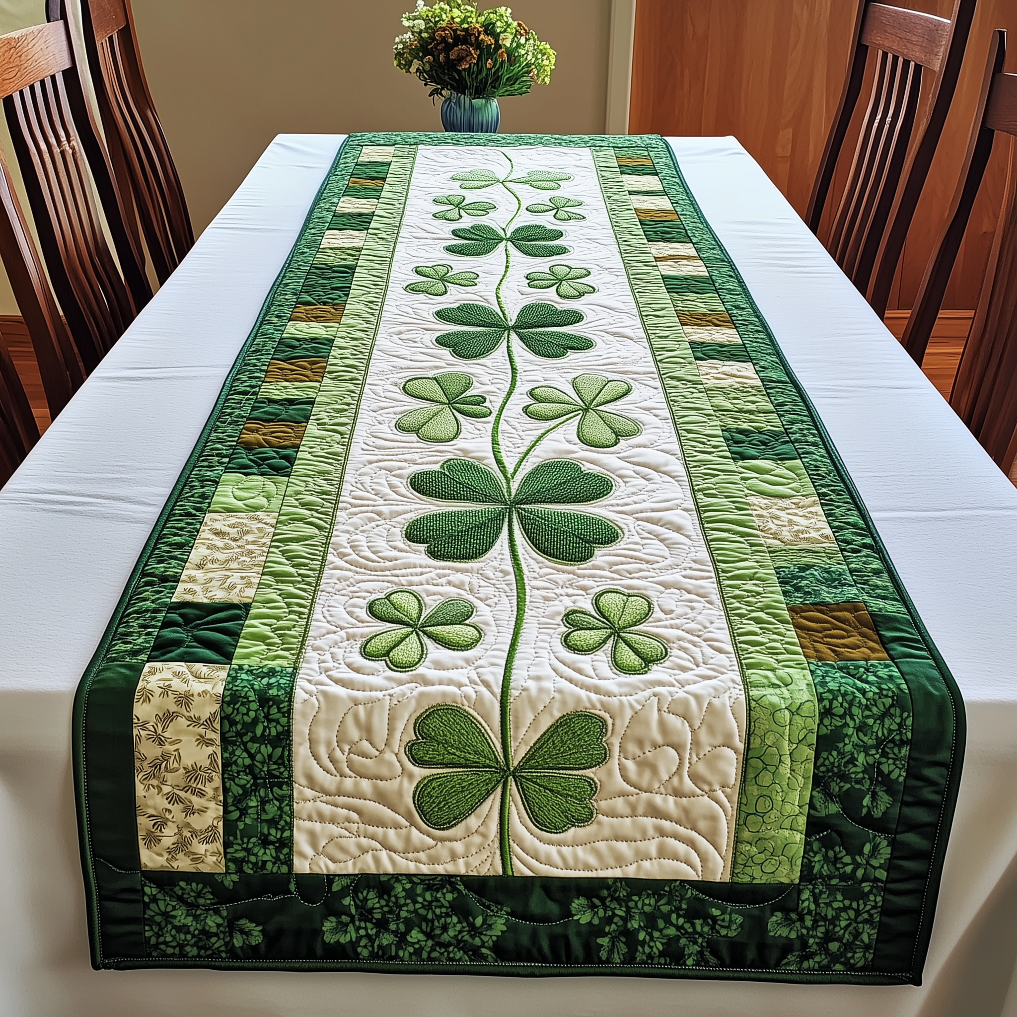 Irish Shamrock Quilted Tabler Runner Patrick's Day Gifts For Mothers-1 Irish Shamrock Quilted Tabler Runner Patrick's Day Gifts For Mothers-1