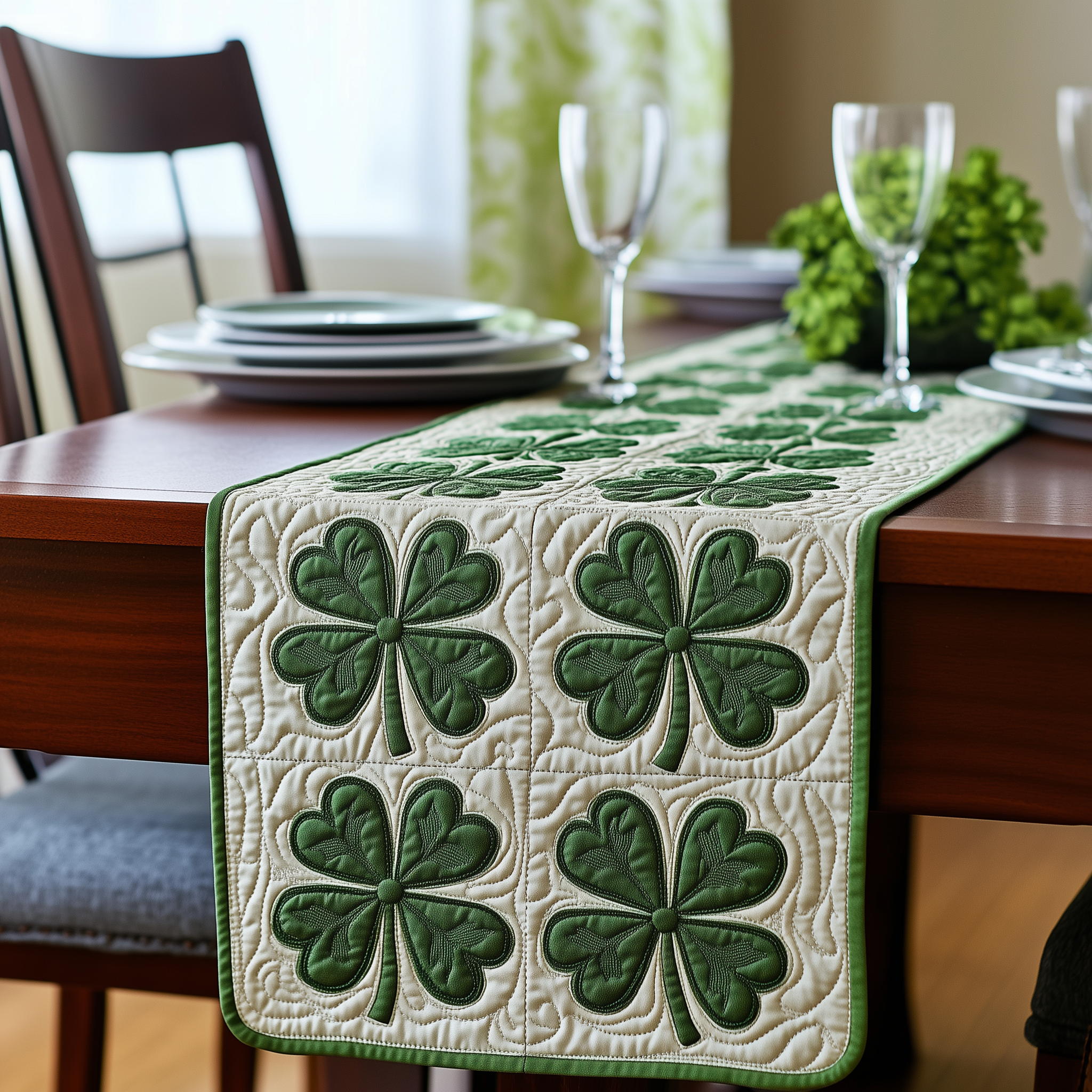 Irish Shamrock Quilted Tabler Runner Patrick's Day Gifts For Mum From Daughter-1 Irish Shamrock Quilted Tabler Runner Patrick's Day Gifts For Mum From Daughter-1