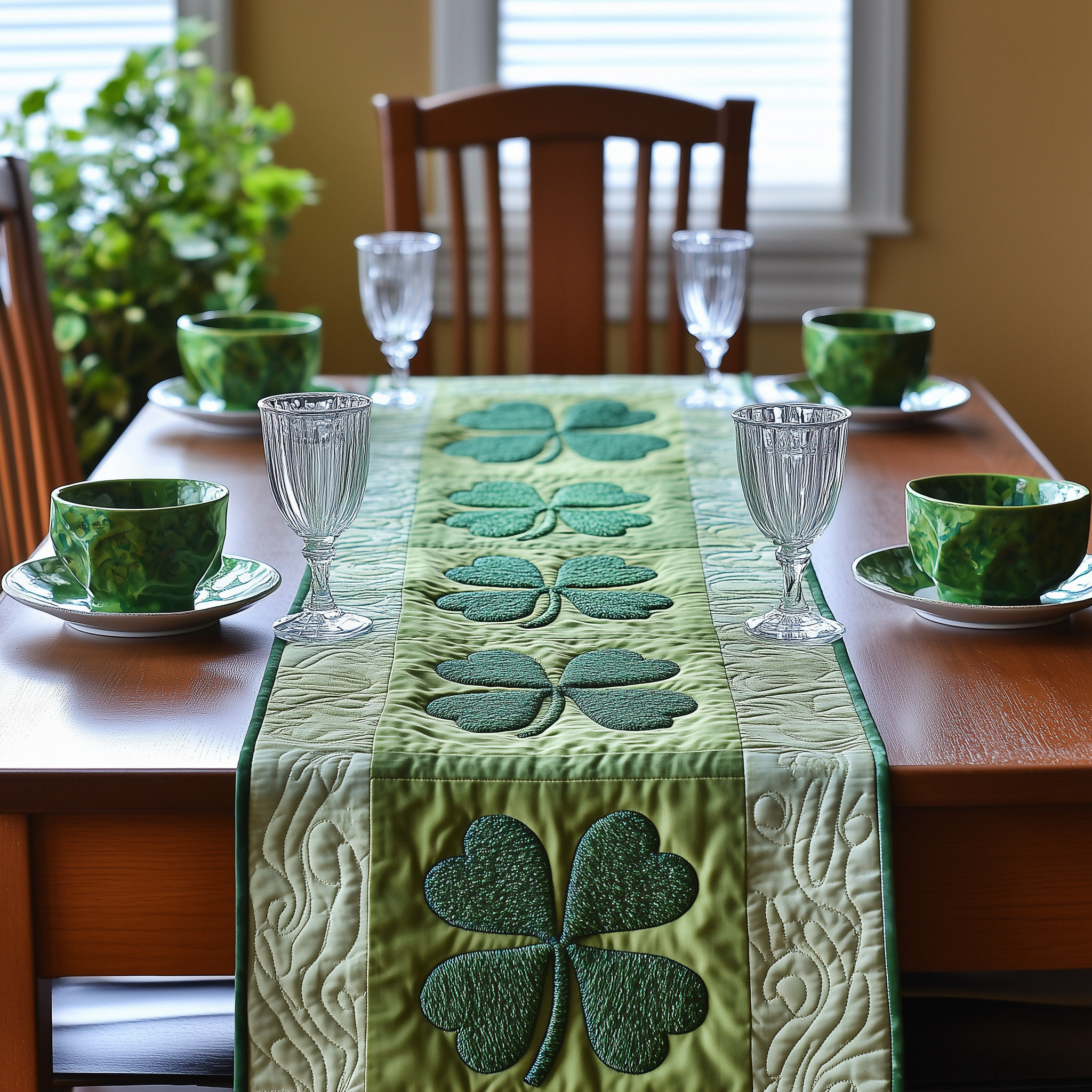 Irish Shamrock Quilted Tabler Runner Patrick's Day Gifts For Young Men-1 Irish Shamrock Quilted Tabler Runner Patrick's Day Gifts For Young Men-1