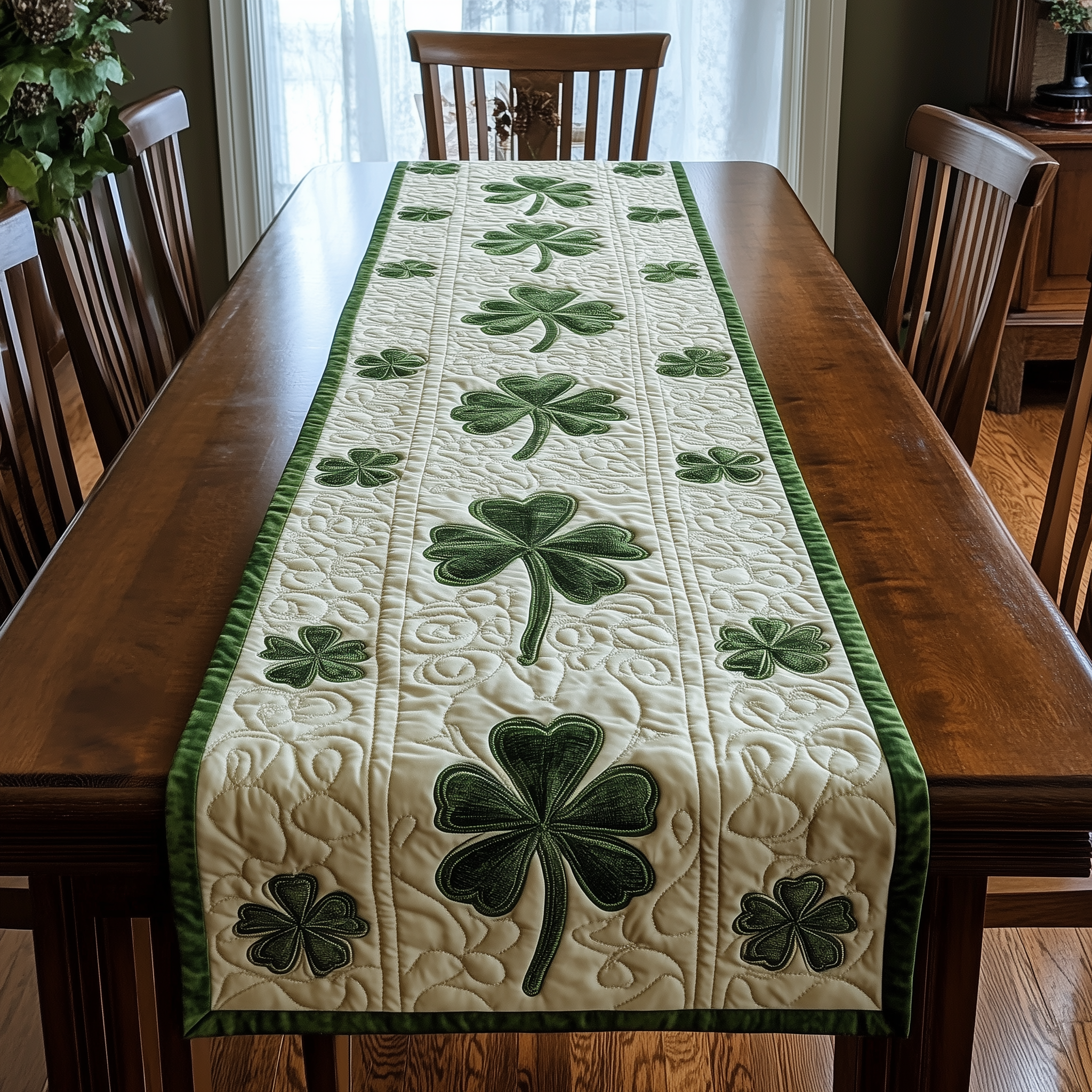 Irish Shamrock Quilted Tabler Runner Patrick's Day Good Gifts For Boyfriend-1 Irish Shamrock Quilted Tabler Runner Patrick's Day Good Gifts For Boyfriend-1