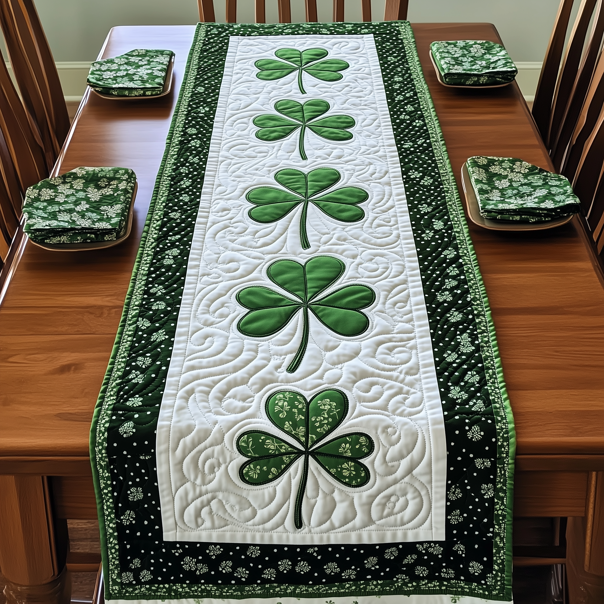 Irish Shamrock Quilted Tabler Runner Patrick's Day Good Gifts For Wife-1 Irish Shamrock Quilted Tabler Runner Patrick's Day Good Gifts For Wife-1