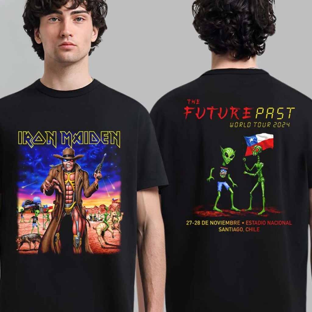 Iron Maiden Future Past World Tour 2024 Chile Merch Tee For Show In Santiago Chile At Estadio Nacional On 27 And 28 De Noviembre T-Shirt Fans Gifts-1