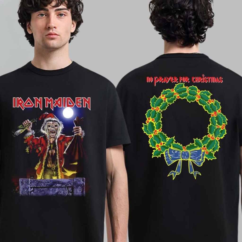 Iron Maiden Santa Eddie No Prayer For Christmas T-Shirt Iron Maiden Merch Xmas Gifts For Fans-1 Iron Maiden Santa Eddie No Prayer For Christmas T-Shirt Iron Maiden Merch Xmas Gifts For Fans-1