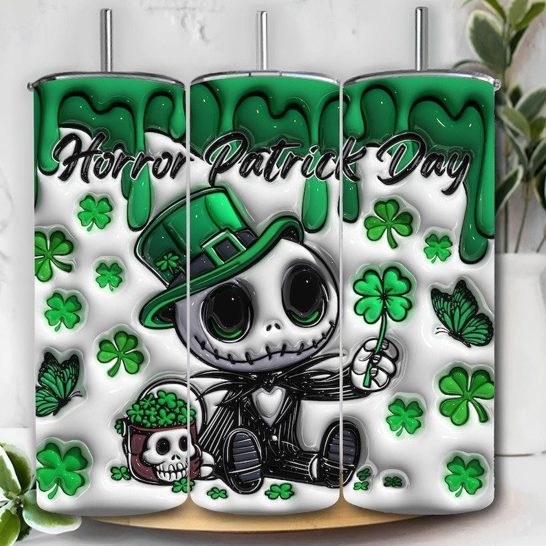 Jack Skellington St Patrick's Day Honor Skinny Tumbler Shamrock Cute Paddy's Day Gifts-1 Jack Skellington St Patrick's Day Honor Skinny Tumbler Shamrock Cute Paddy's Day Gifts-1