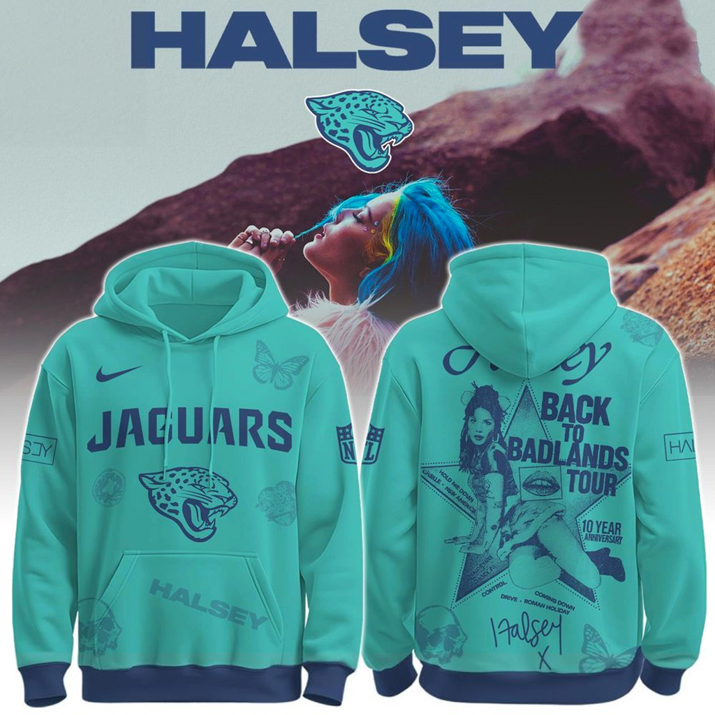 Jacksonville Jaguars X Halsey Back To Badlands Tour Hoodie Jacksonville Jaguars Merch-1 Jacksonville Jaguars X Halsey Back To Badlands Tour Hoodie Jacksonville Jaguars Merch-1