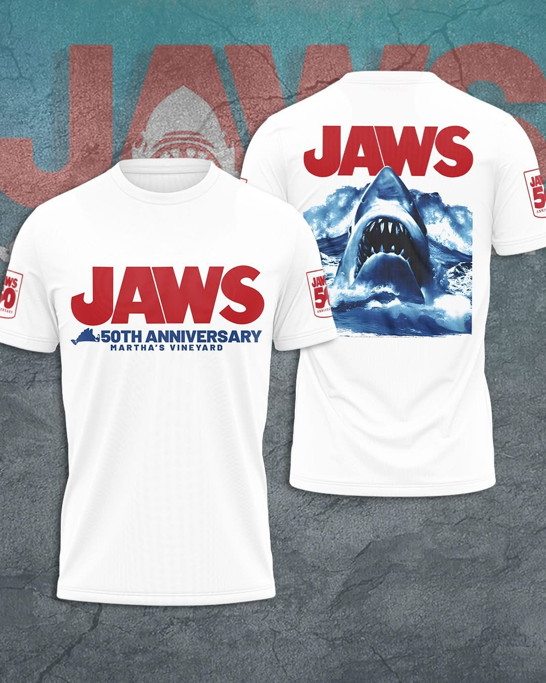 Jaws 50Th Anniversary Martha's Vineyard 1975 2025 Shirt Themed Jaws Fan Merch Gifts For Him-1 Jaws 50Th Anniversary Martha's Vineyard 1975 2025 Shirt Themed Jaws Fan Merch Gifts For Him-1