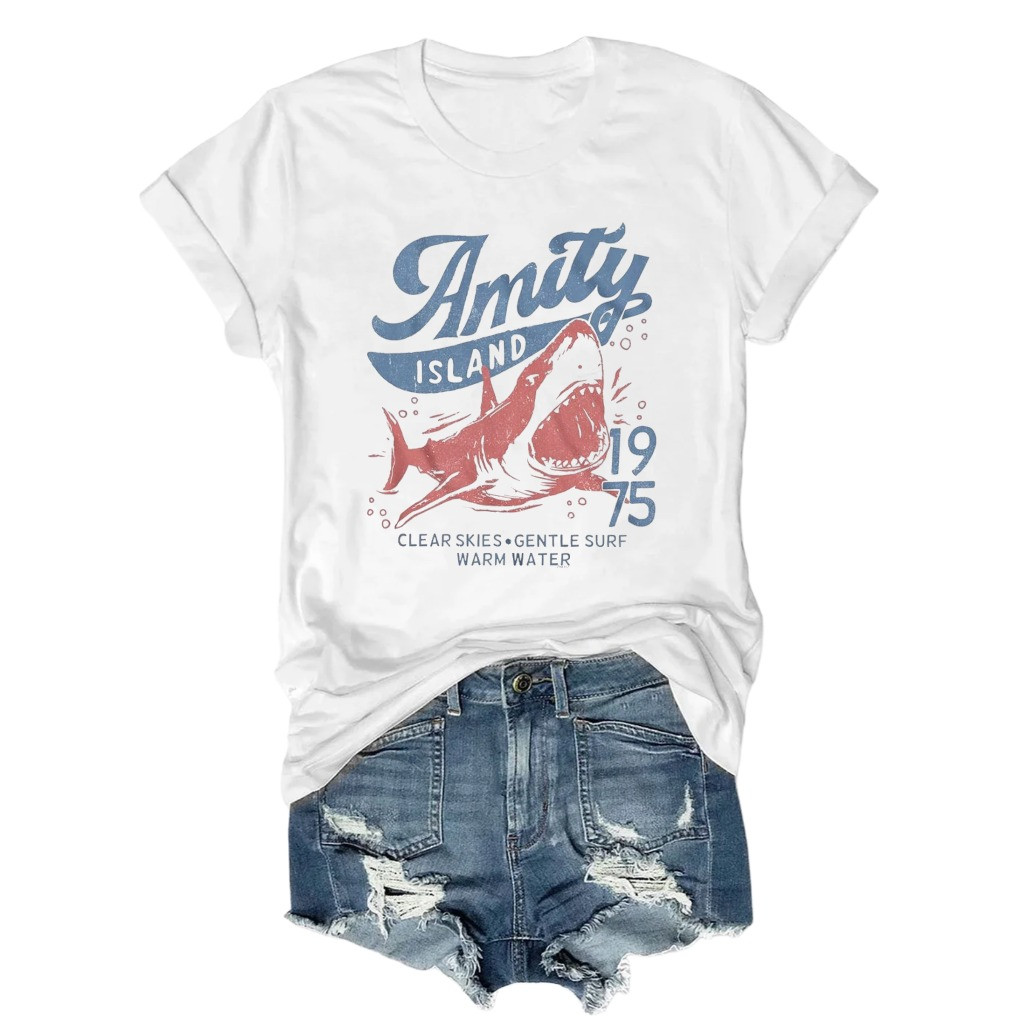 Jaws Amity Island 1975 Clear Skies Gentle Surf Warm Water T-Shirt Gifts For Jaws Fans-1 Jaws Amity Island 1975 Clear Skies Gentle Surf Warm Water T-Shirt Gifts For Jaws Fans-1