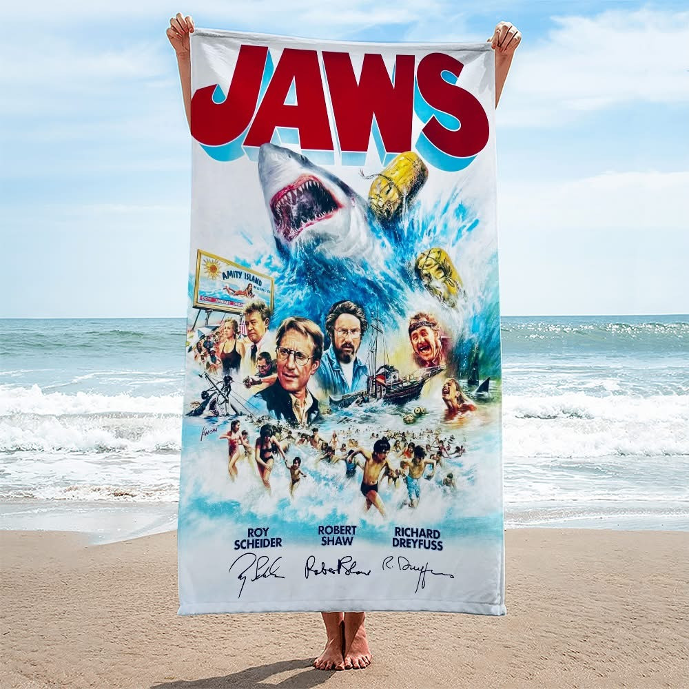 Jaws Rectangle Beach Towel Themed Movie Jaws Merchandise Gifts For Jaws Lovers Fans-1