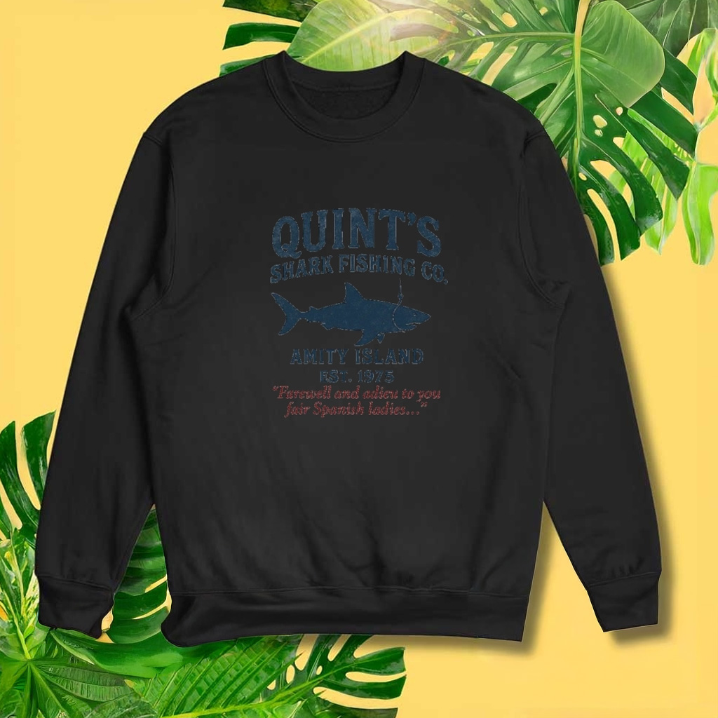 Jaws Theme Quint's Shark Fishing Retro Cult Sweatshirt Jaws Merch Movie Lovers Gifts-1 Jaws Theme Quint's Shark Fishing Retro Cult Sweatshirt Jaws Merch Movie Lovers Gifts-1