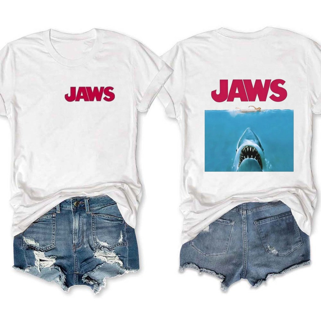 Jaws Womens T-Shirt Themed Movie Merch Apparel Gifts For Jaws Lovers Fans For Her-1