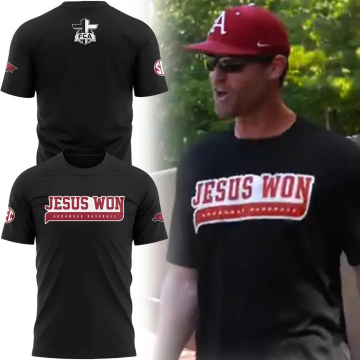 Jesus Won Arkansas Baseball T-Shirt Arkansas Razorback The Hogs Merch Gifts For Fans-1