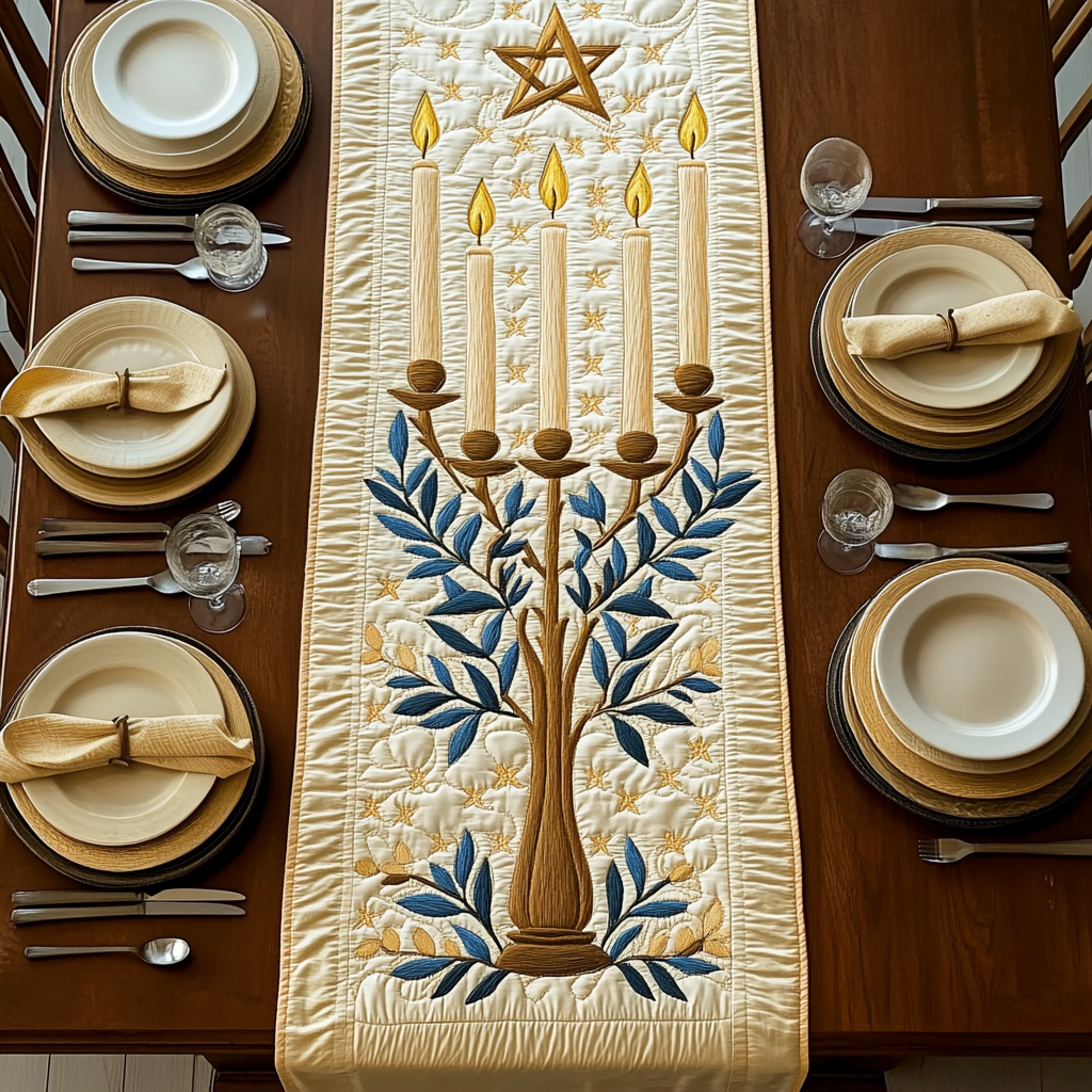Jewish Hanukkah Quilted Table Runner Decorations Holiday Dining Table Runner Hanukkah Gift Ideas-1 Jewish Hanukkah Quilted Table Runner Decorations Holiday Dining Table Runner Hanukkah Gift Ideas-1