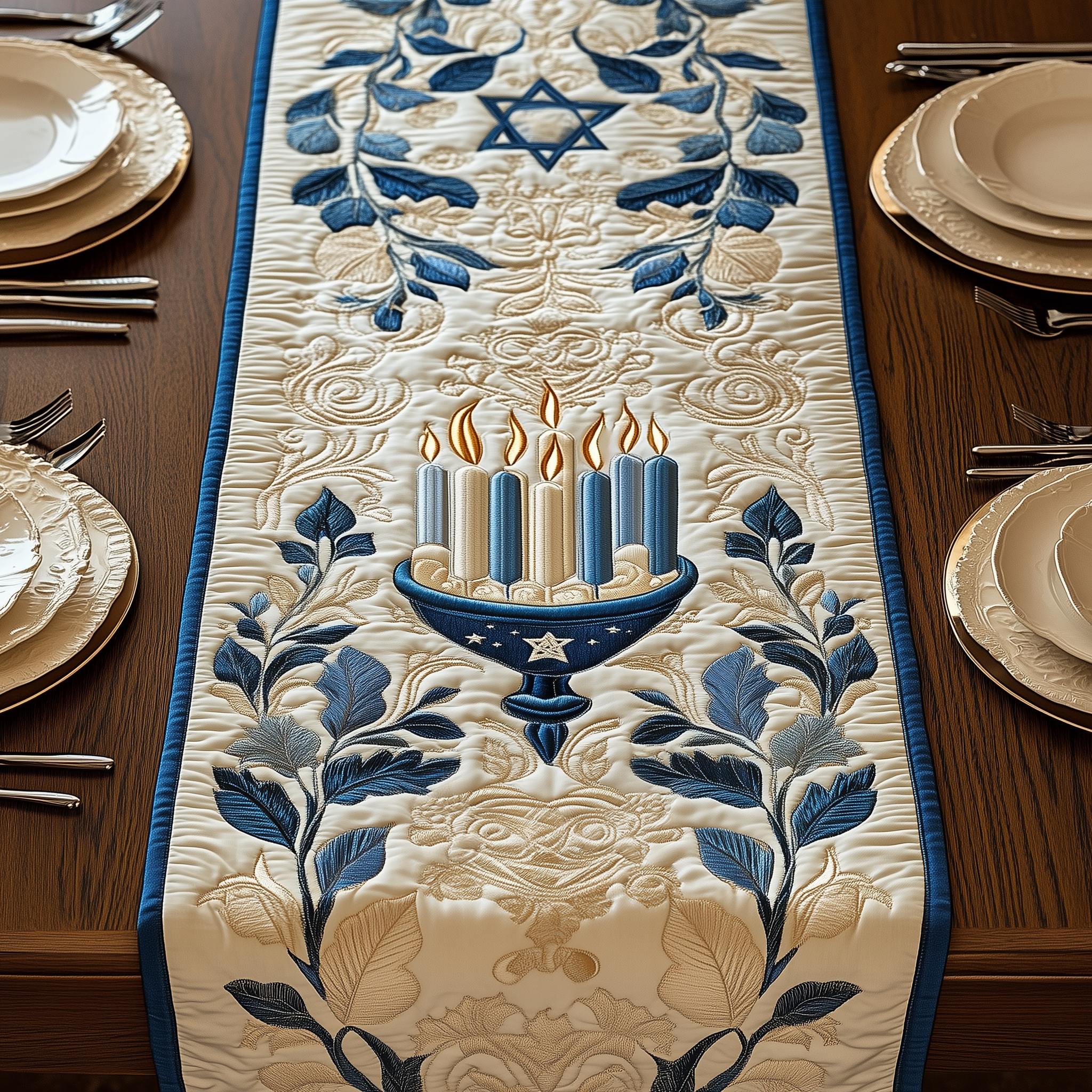 Jewish Hanukkah Quilted Table Runner Decorations Holiday Dining Table Runner Hanukkah Gifts-1 Jewish Hanukkah Quilted Table Runner Decorations Holiday Dining Table Runner Hanukkah Gifts-1