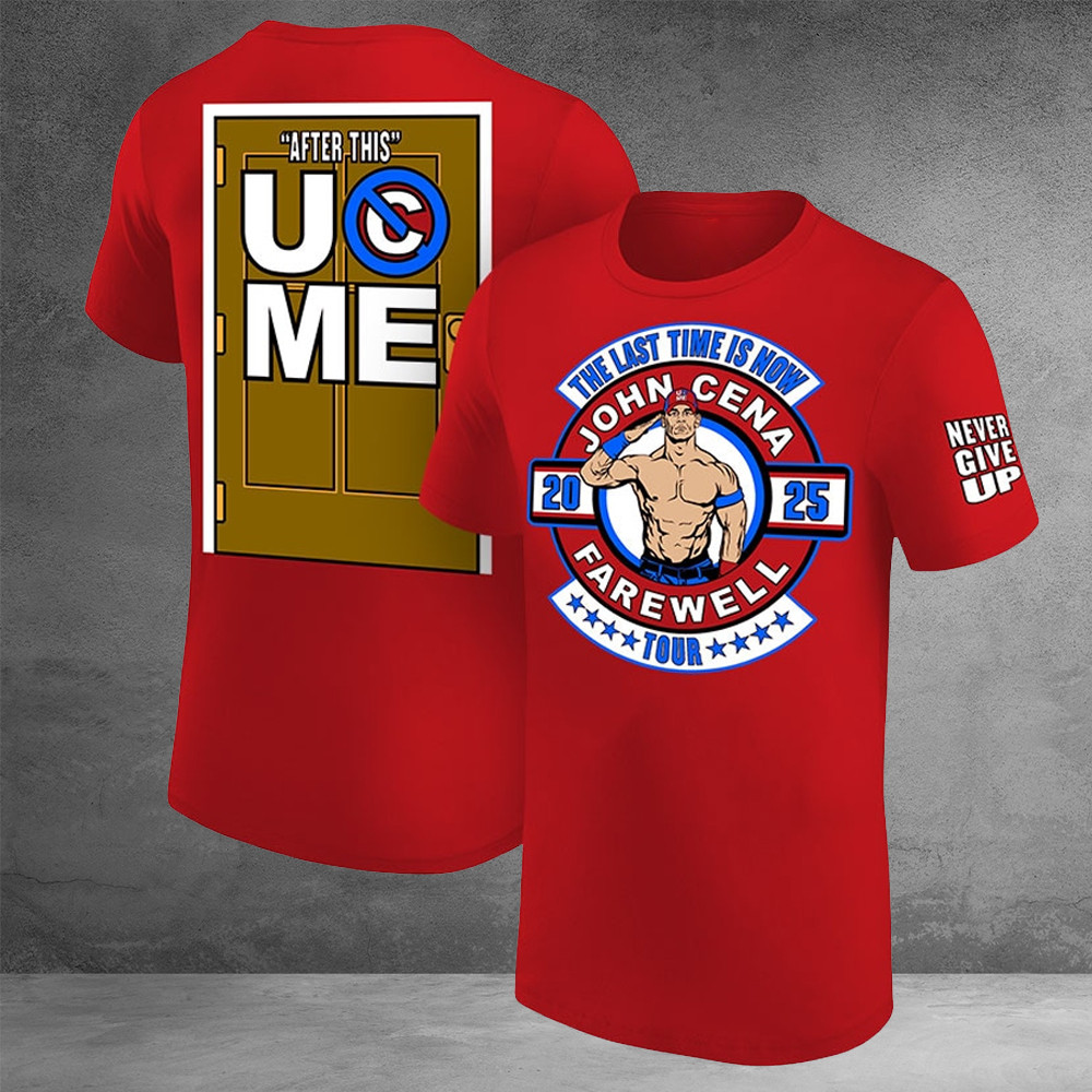 John Cena Shirt Men's WWE Red John Cena Farewell Tour T-Shirt Never Give Up The Last Time-1 John Cena Shirt Men's WWE Red John Cena Farewell Tour T-Shirt Never Give Up The Last Time-1