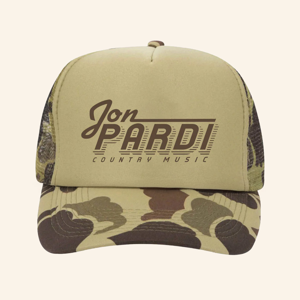 Jon Pardi Merch Jon Pardi Country Music Logo Camo Trucker Hat Gift For Dad-1