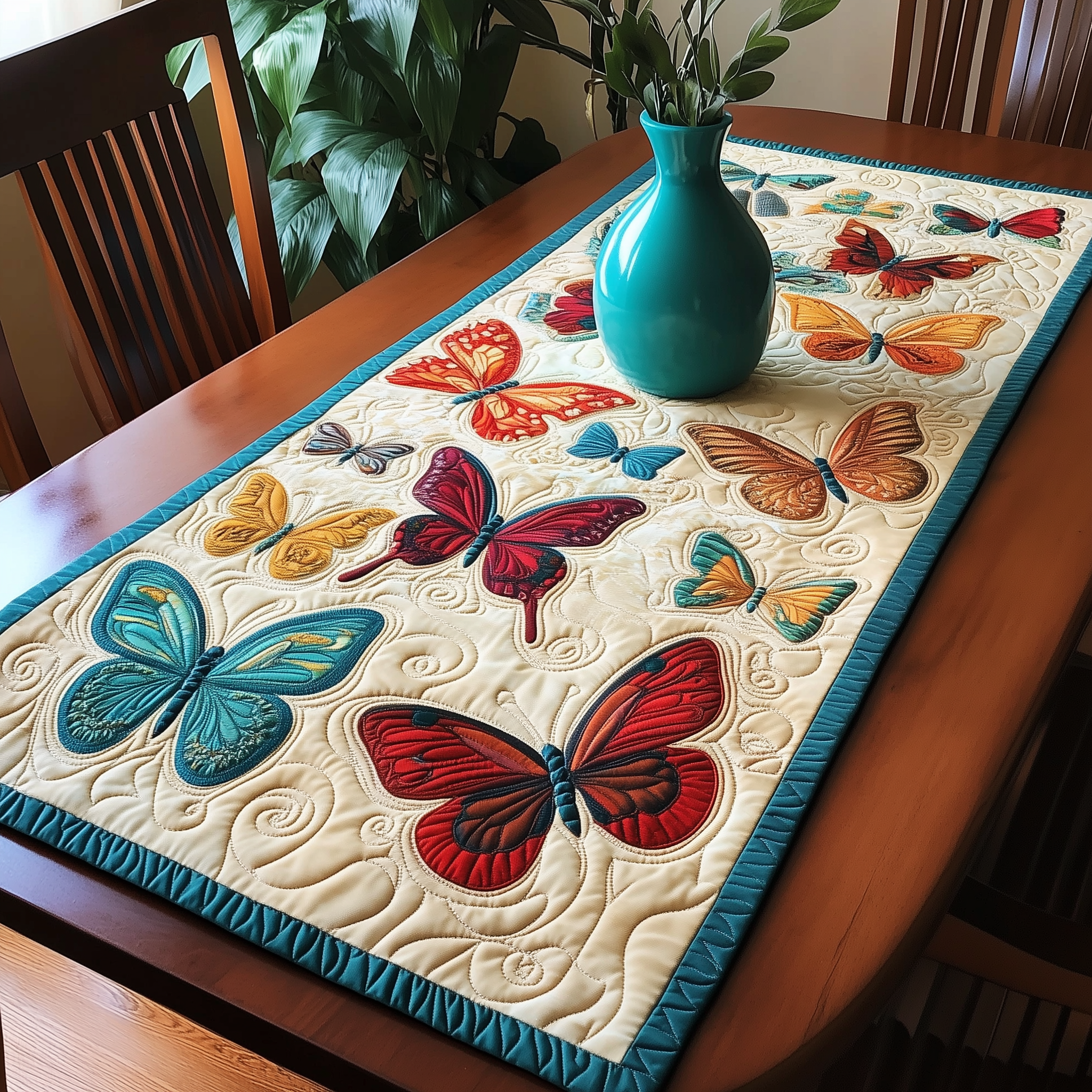 Joyful Butterfly Quilted Table Runner Butterfly Gifts For Women-1 Joyful Butterfly Quilted Table Runner Butterfly Gifts For Women-1