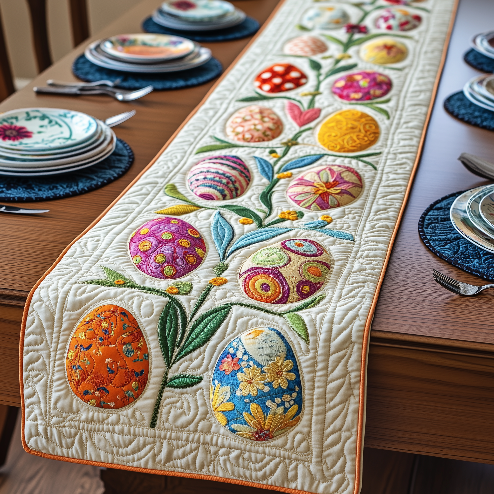 Joyful Easter Egg Pathway Quilted Table Runner Valentine Day Gifts For Wife-1 Joyful Easter Egg Pathway Quilted Table Runner Valentine Day Gifts For Wife-1