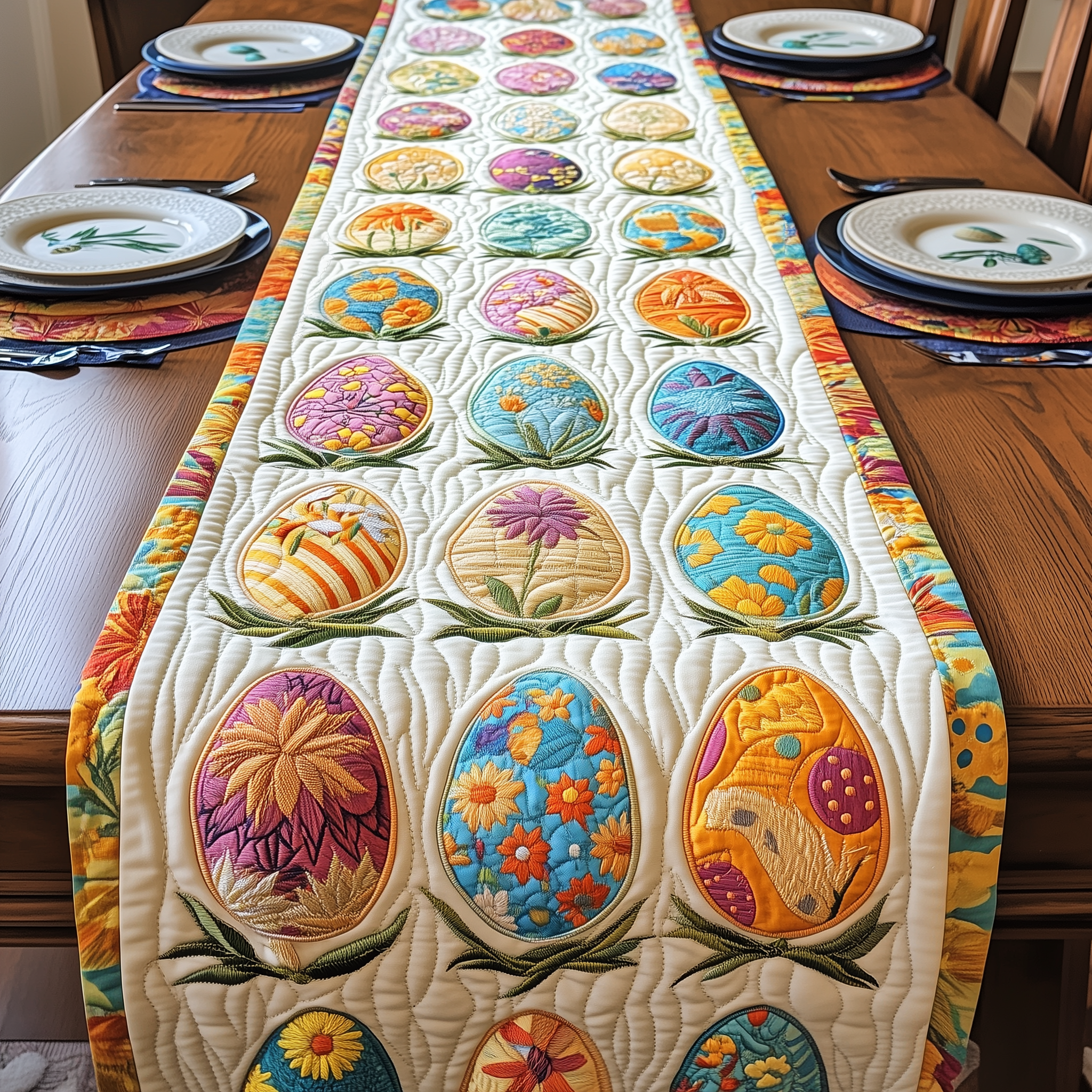 Joyful Easter Egg Pathway Quilted Table Runner Valentine Day Present Ideas-1 Joyful Easter Egg Pathway Quilted Table Runner Valentine Day Present Ideas-1
