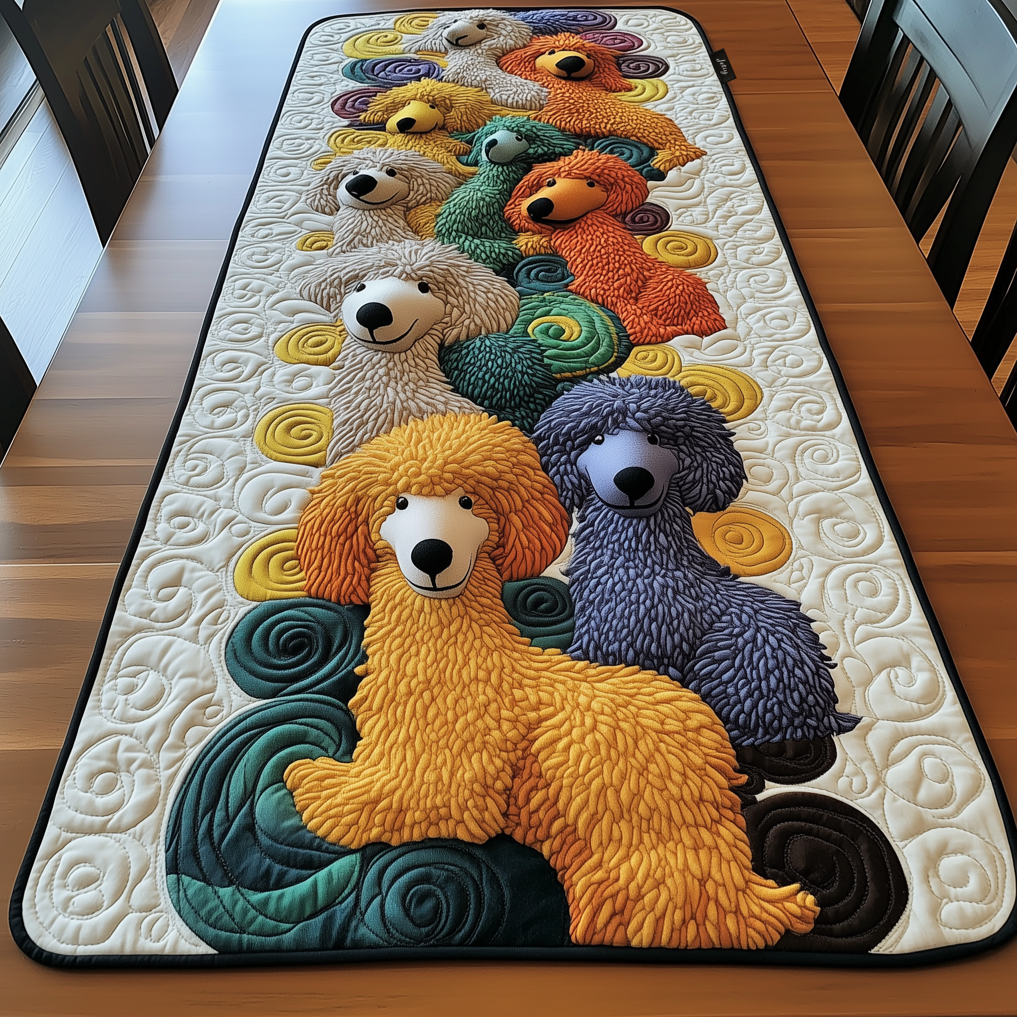 Joyful Poodle Quilted Table Runner Cute Christmas Holiday Poodle Gifts For Dog Owners-1 Joyful Poodle Quilted Table Runner Cute Christmas Holiday Poodle Gifts For Dog Owners-1