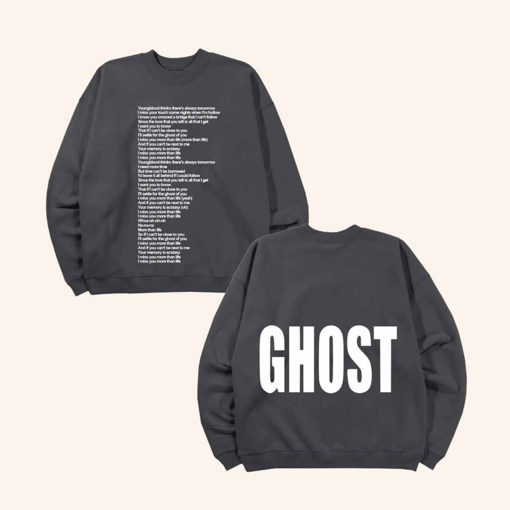 Justin Bieber Music Merch Ghost Lyrics Sweatshirt Christmas Gift For Fans-1
