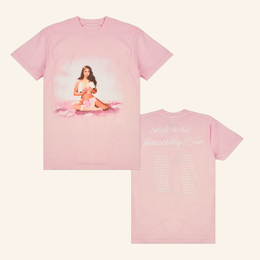 Kali Uchis Merch Sincerely Tour Pink Date Back Shirt Gifts For Sister-1