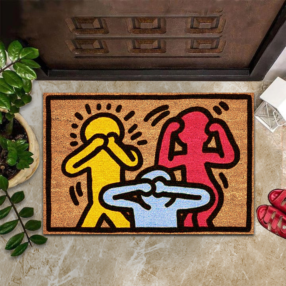 Keith Haring Doormat Holding Red Heart Graffiti Pop Art Culture Keith Haring Gifts-2 Keith Haring Doormat Holding Red Heart Graffiti Pop Art Culture Keith Haring Gifts-2
