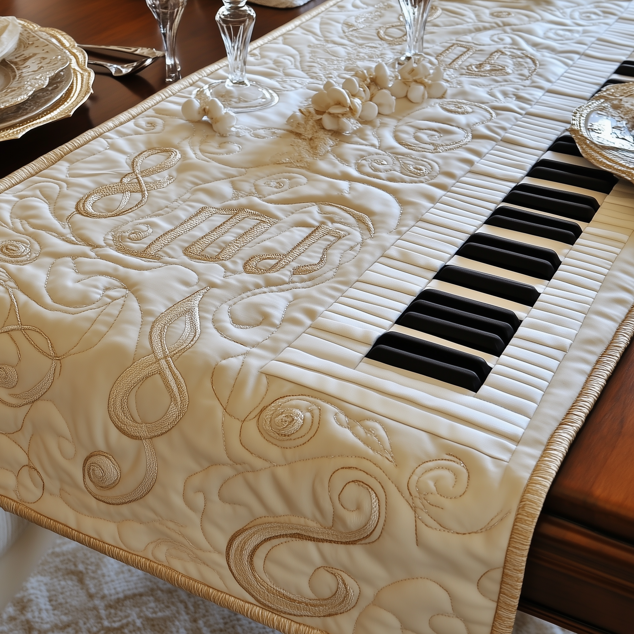 Keyboard Quilted Table Runner Valentine Gift For Wife-1 Keyboard Quilted Table Runner Valentine Gift For Wife-1