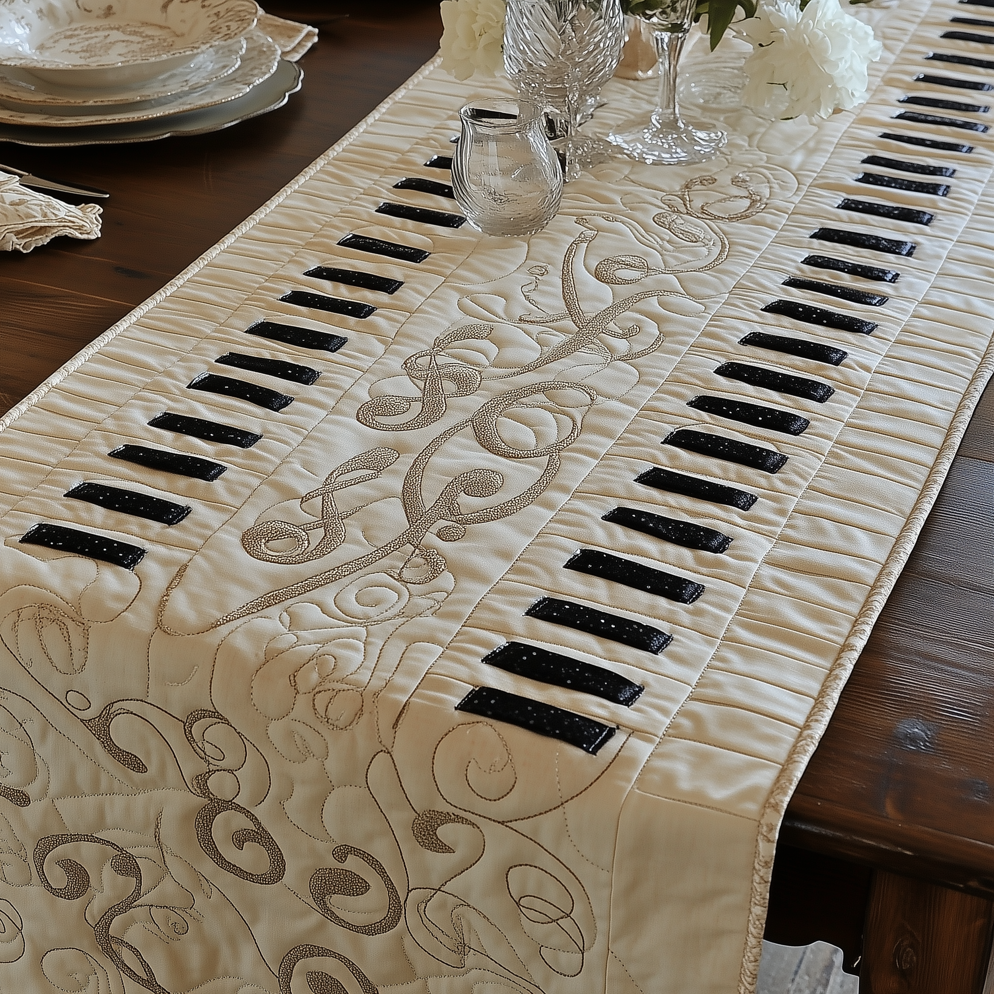 Keyboard Quilted Table Runner Valentines For Him-1 Keyboard Quilted Table Runner Valentines For Him-1