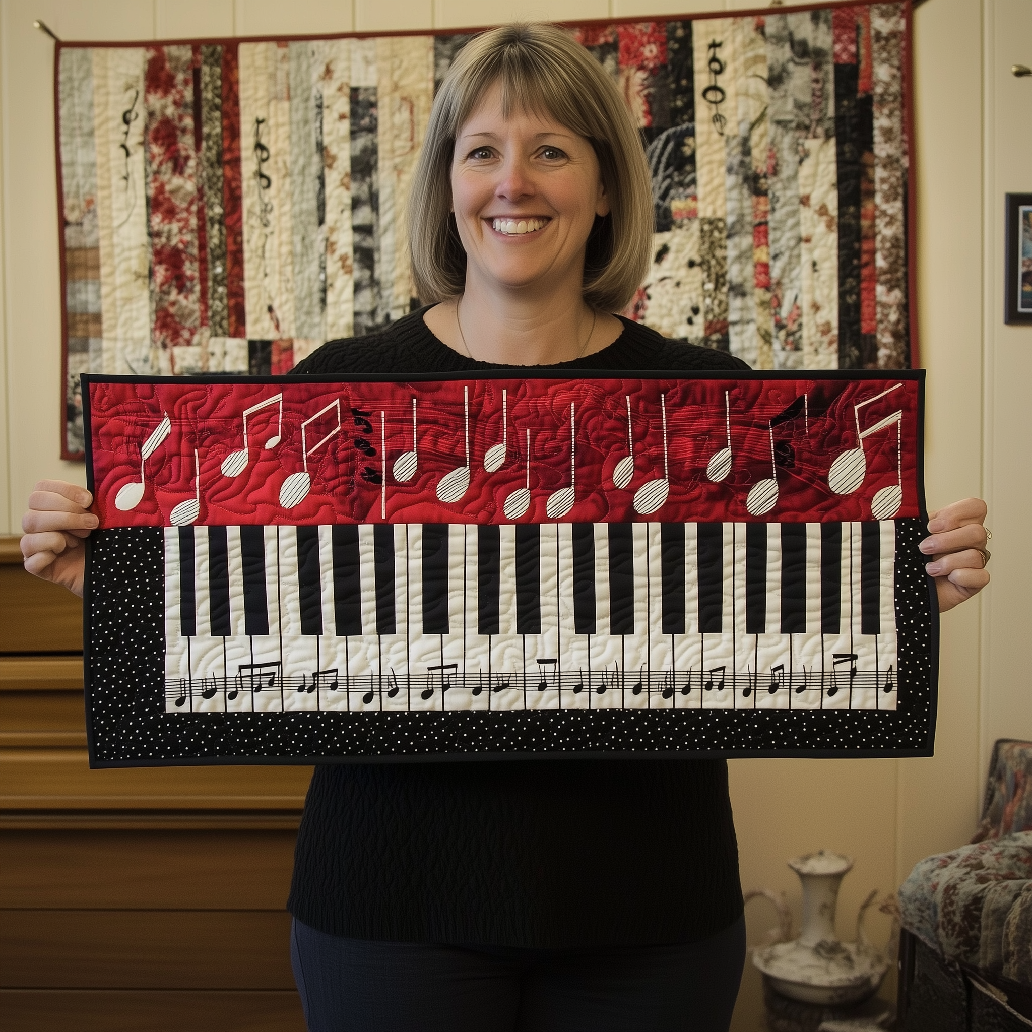 Keyboard Quilted Tabler Runner Valentines For Her-1 Keyboard Quilted Tabler Runner Valentines For Her-1