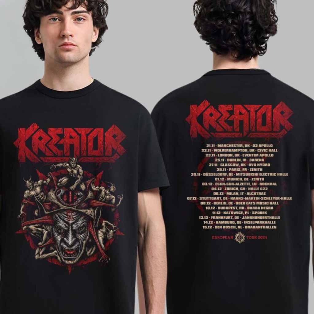 Kreator European Tour 2024 Pentagram T-Shirt Gifts For Music Fans-1 Kreator European Tour 2024 Pentagram T-Shirt Gifts For Music Fans-1