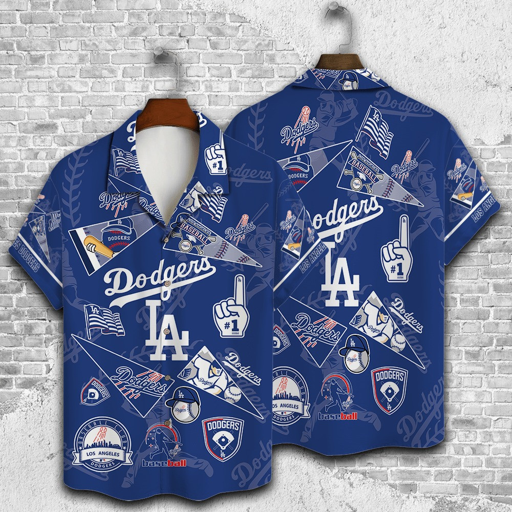 LA Los Angeles Dodgers Hawaiian Shirt #1 Fan Collage Summer Aloha Shirt Fan Clothing-1 LA Los Angeles Dodgers Hawaiian Shirt #1 Fan Collage Summer Aloha Shirt Fan Clothing-1