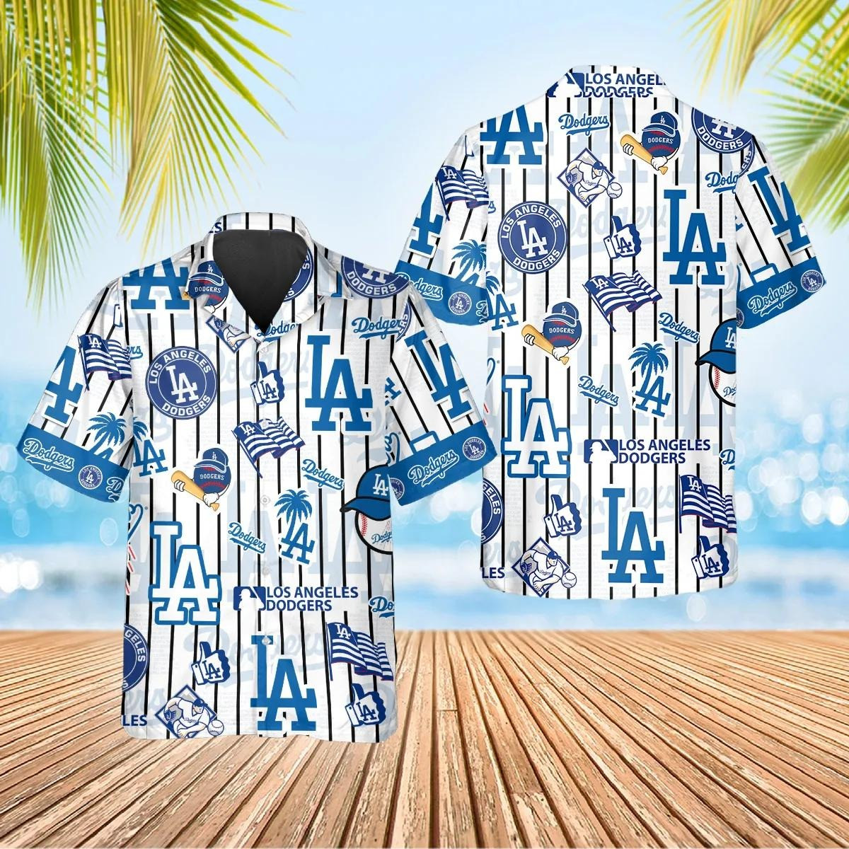 LA Los Angeles Dodgers Hawaiian Shirt Baseball Icon Stripe Aloha Shirt Dodgers Gifts For Him-1 LA Los Angeles Dodgers Hawaiian Shirt Baseball Icon Stripe Aloha Shirt Dodgers Gifts For Him-1