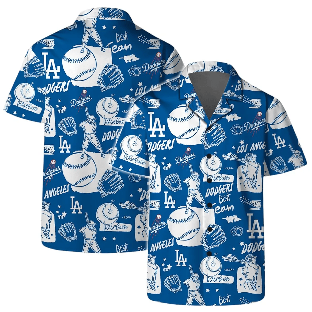 LA Los Angeles Dodgers Hawaiian Shirt Baseball Summer Beach Aloha Shirt Vacation Apparel-1