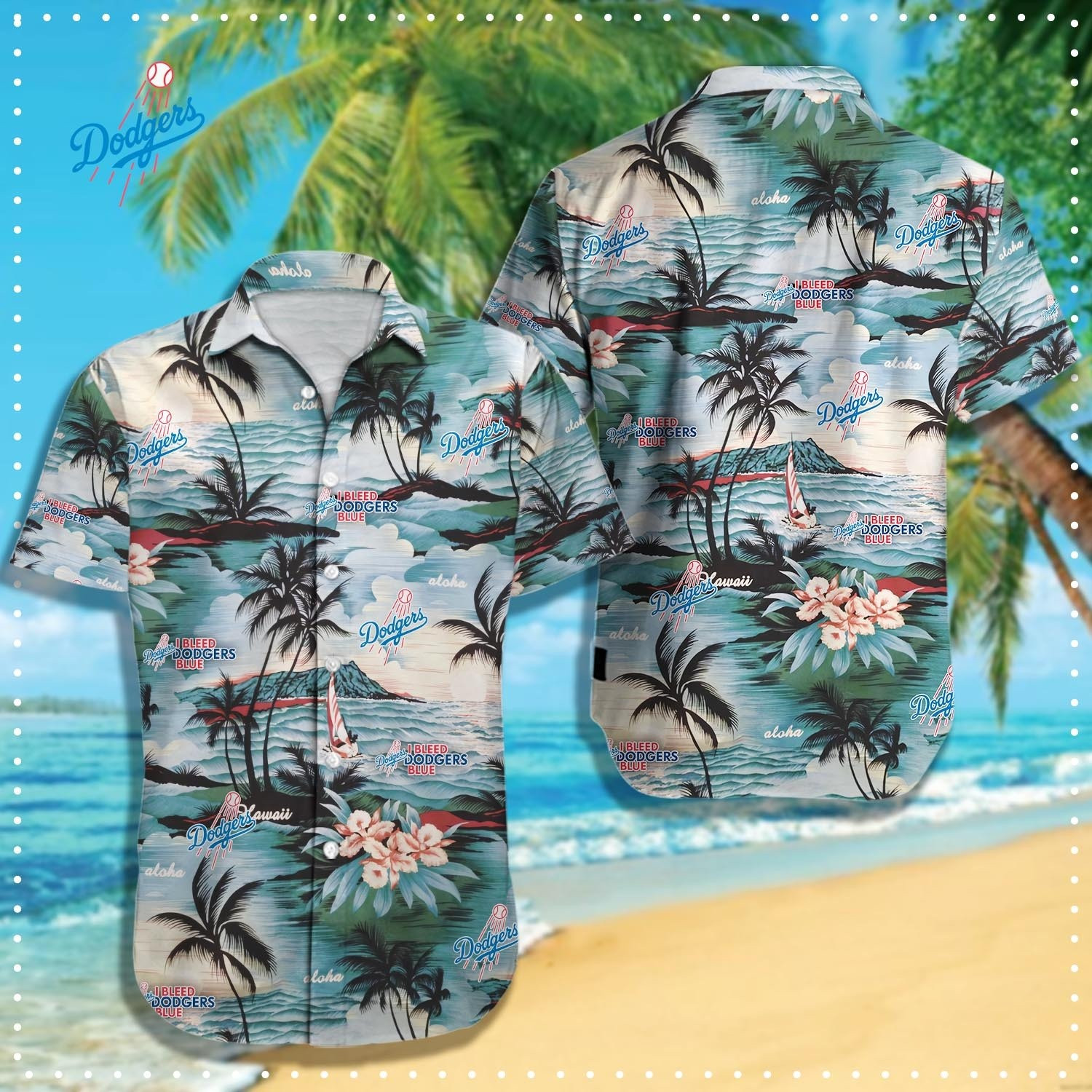 LA Los Angeles Dodgers Hawaiian Shirt Island Palms Holiday Beach Vacation Aloha Shirt-1 LA Los Angeles Dodgers Hawaiian Shirt Island Palms Holiday Beach Vacation Aloha Shirt-1
