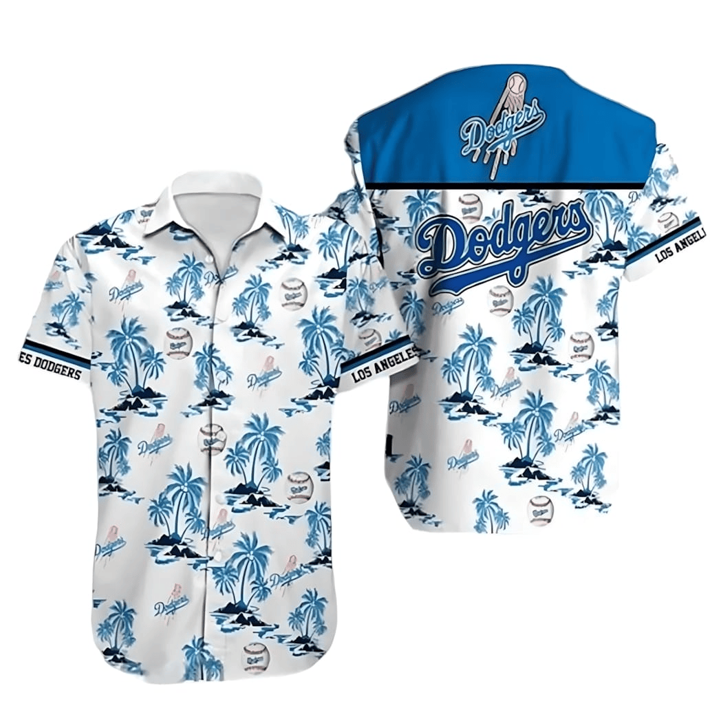 LA Los Angeles Dodgers Hawaiian Shirt Men's Palm Aloha Shirt Great Dodgers Gifts For Him-1 LA Los Angeles Dodgers Hawaiian Shirt Men's Palm Aloha Shirt Great Dodgers Gifts For Him-1
