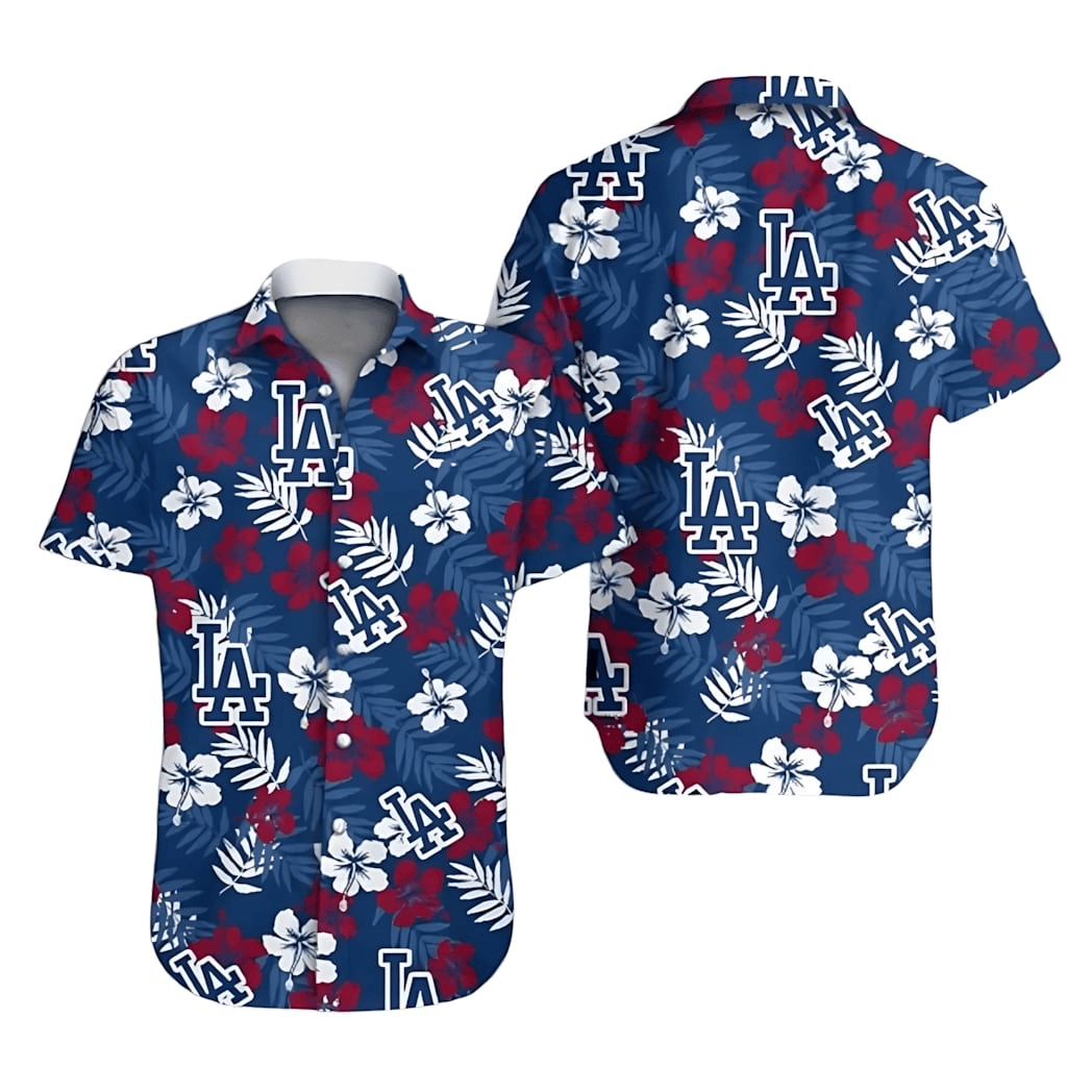 LA Los Angeles Dodgers Hawaiian Shirt Men's Tropical Floral Aloha Shirt Unique Dodgers Gifts-1