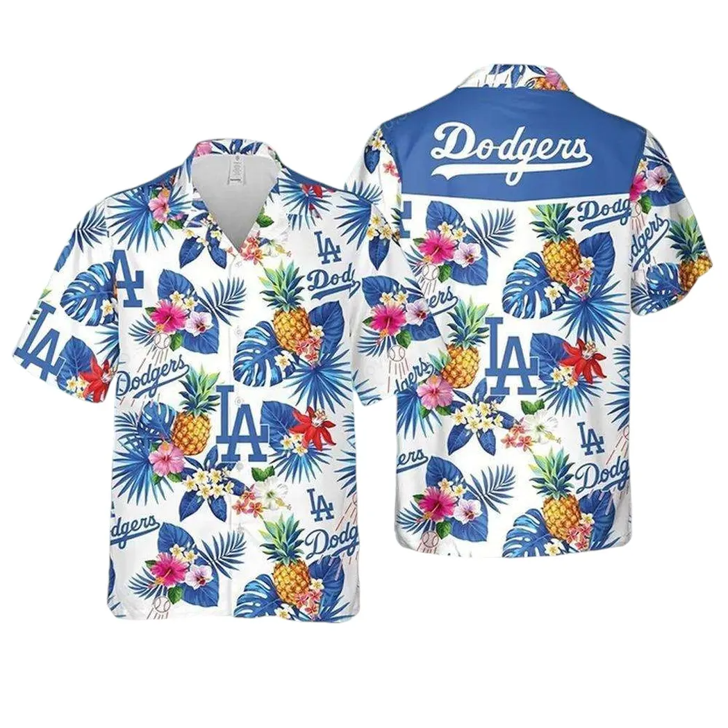 LA Los Angeles Dodgers Hawaiian Shirt Tropical Pineapple Aloha Shirt Baseball Fan Merch-1 LA Los Angeles Dodgers Hawaiian Shirt Tropical Pineapple Aloha Shirt Baseball Fan Merch-1