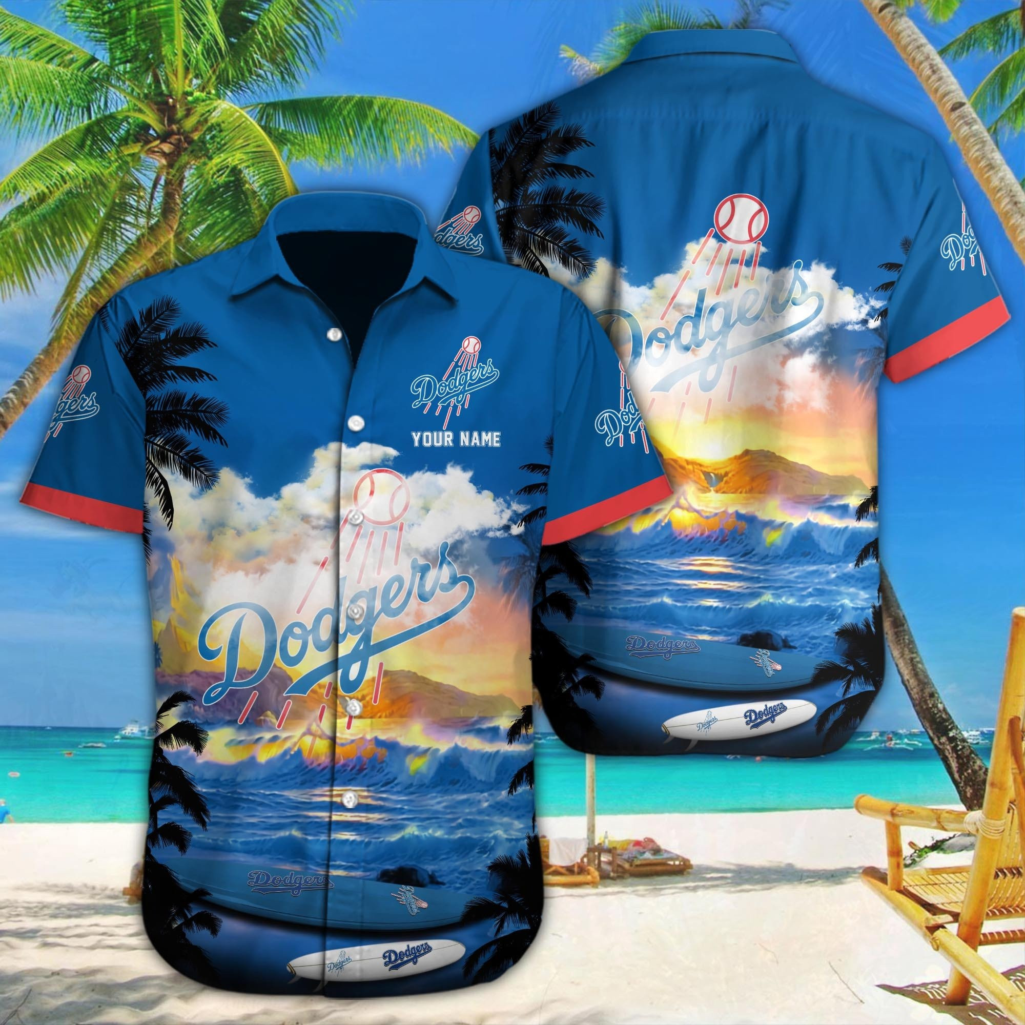 LA Los Angeles Dodgers Hawaiian Shirt Tropical Sunset Aloha Shirt Summer Gifts For Fans-1 LA Los Angeles Dodgers Hawaiian Shirt Tropical Sunset Aloha Shirt Summer Gifts For Fans-1