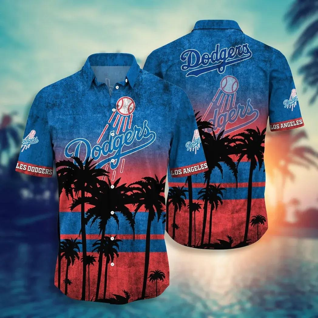 LA Los Angeles Dodgers Hawaiian Shirt Vintage Sunset Palms Aloha Shirt Dodger Gifts For Dad-1 LA Los Angeles Dodgers Hawaiian Shirt Vintage Sunset Palms Aloha Shirt Dodger Gifts For Dad-1