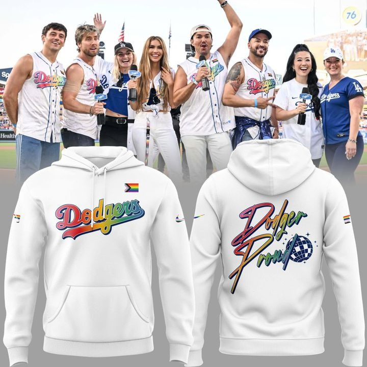 LA Los Angeles Dodgers Proud Hoodie LGBTQ Pride Month Dodgers Fan Merch Clothing-1