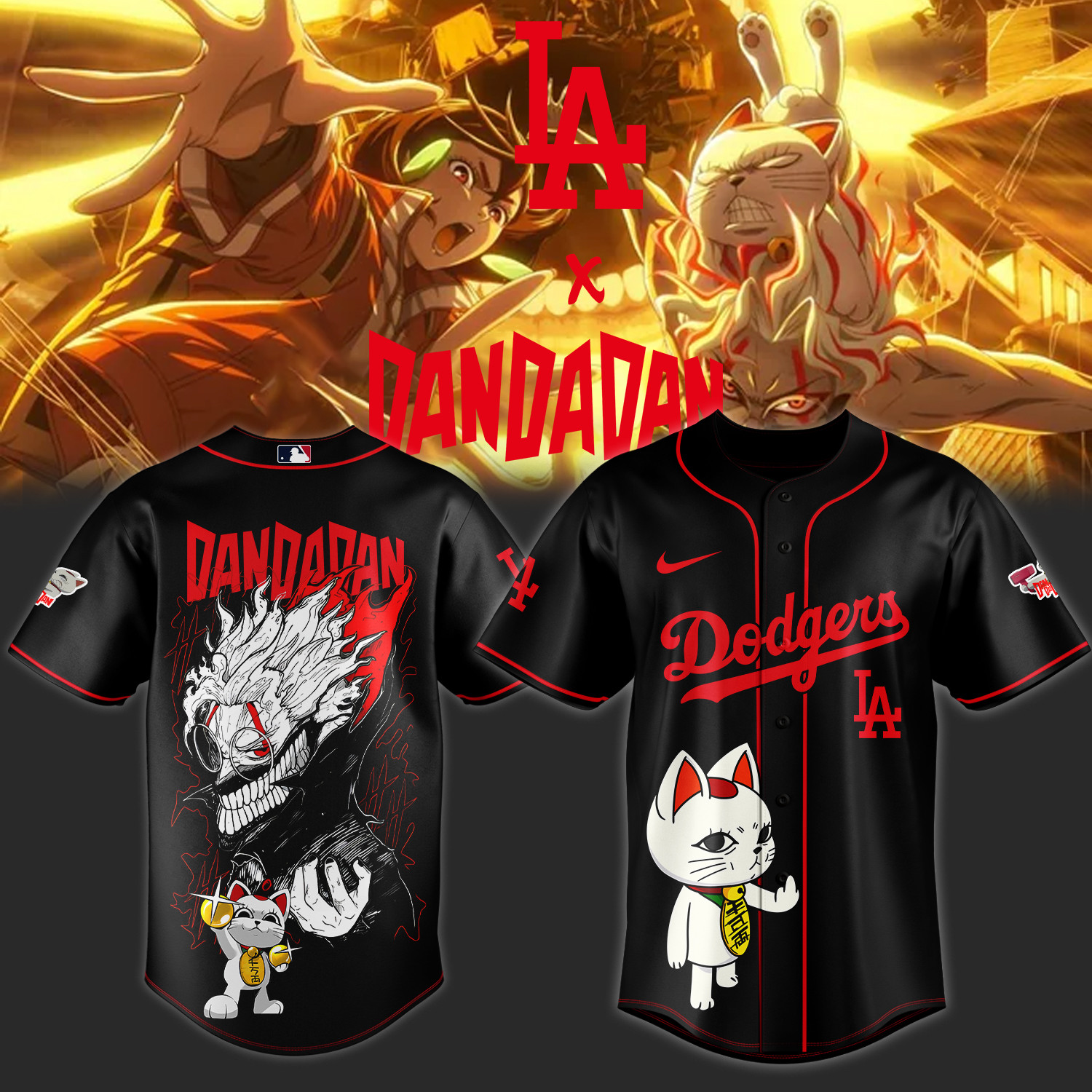 La Dodgers Merch X Dandadan Jersey 2025 Best Gift For Manga Lovers-1