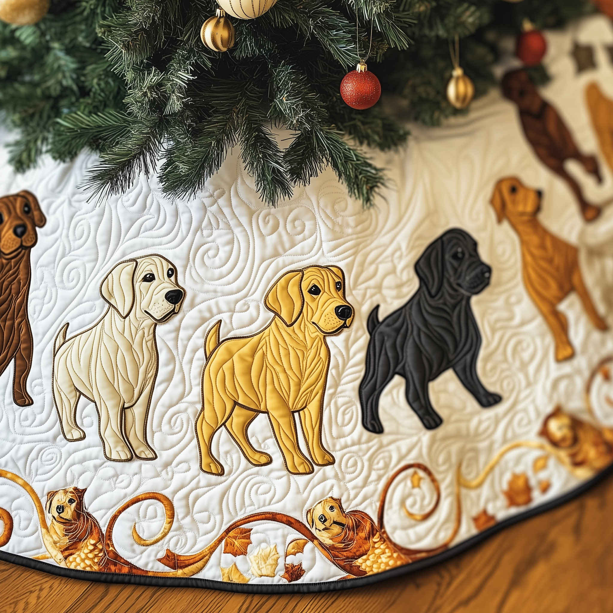 Labrador Retriever Quilted Tree Skirt Indoor Decorations Christmas Gifts For Labrador Owners-1 Labrador Retriever Quilted Tree Skirt Indoor Decorations Christmas Gifts For Labrador Owners-1
