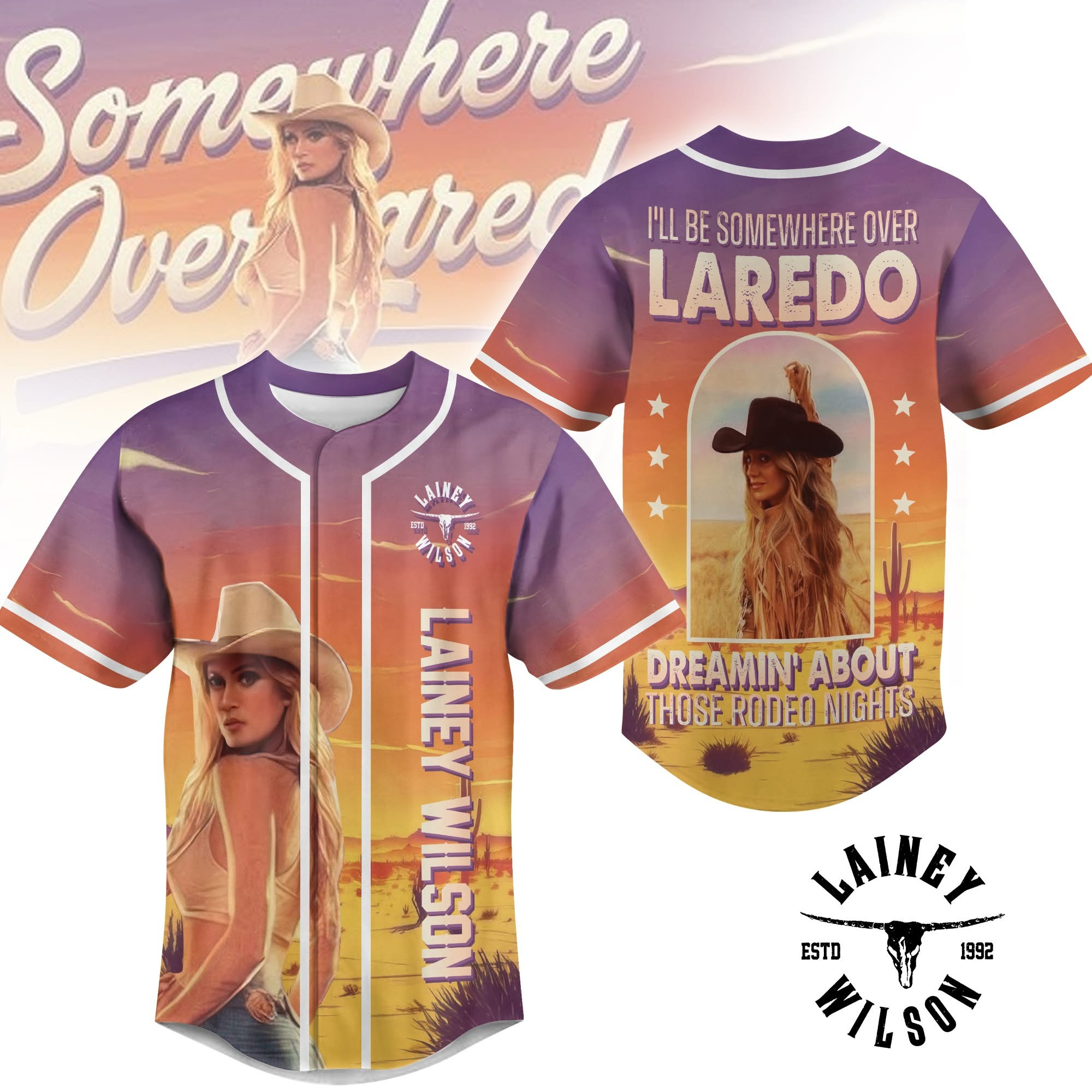 Lainey Wilson Merch Jersey I'll Be Somewhere Over Laredo Lainey Wilson Tour Fan Merch-1