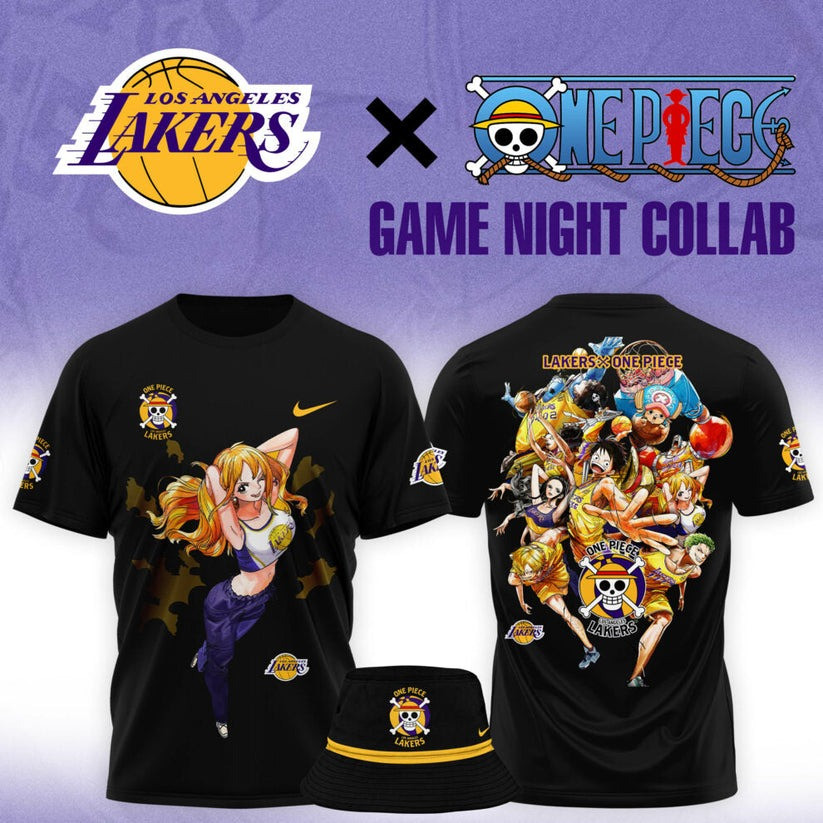 Lakers One Piece Shirt And Bucket Hat Pirates Nami Luffy One Piece Los Angeles Lakers Merch-1 Lakers One Piece Shirt And Bucket Hat Pirates Nami Luffy One Piece Los Angeles Lakers Merch-1