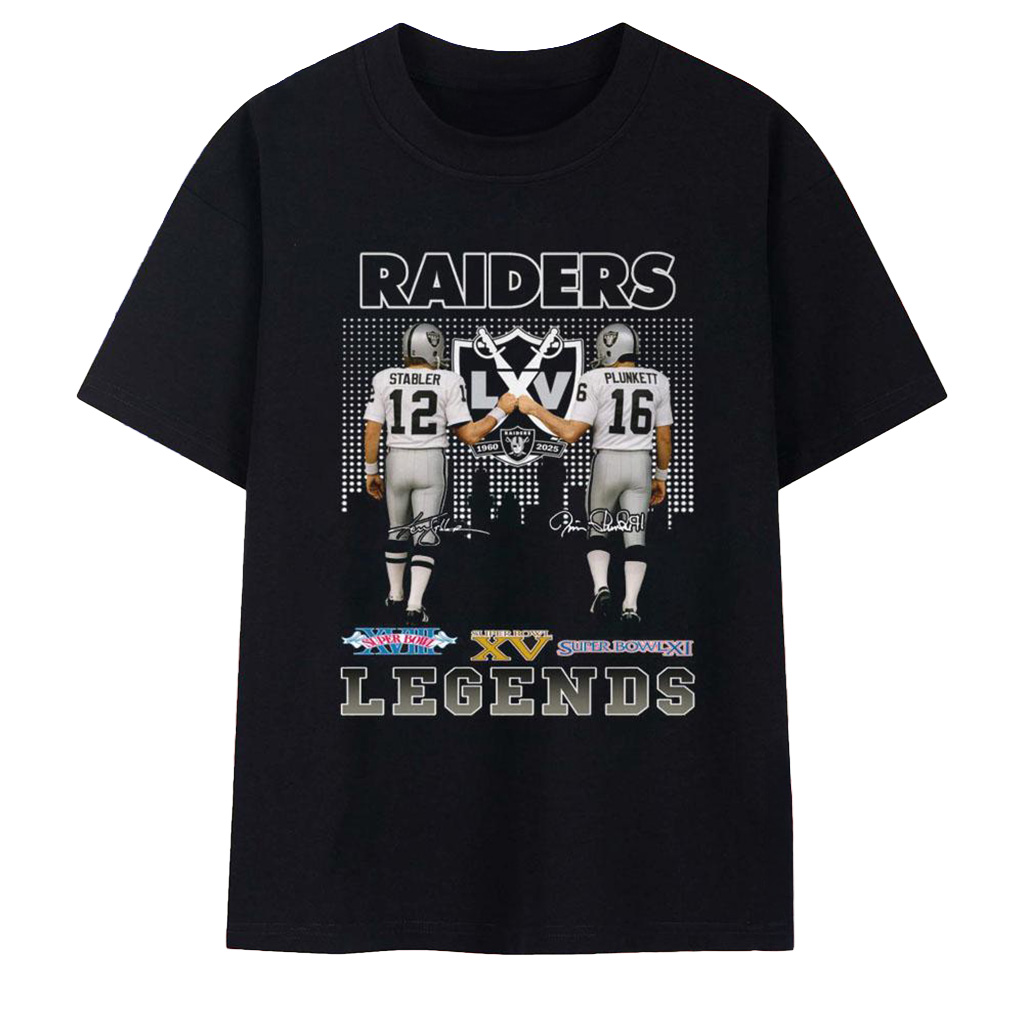 Las Vegas Raiders Ken Stabler X Jim Plunkett Legends T-Shirt Raiders Merch Gift For Football Fans-1