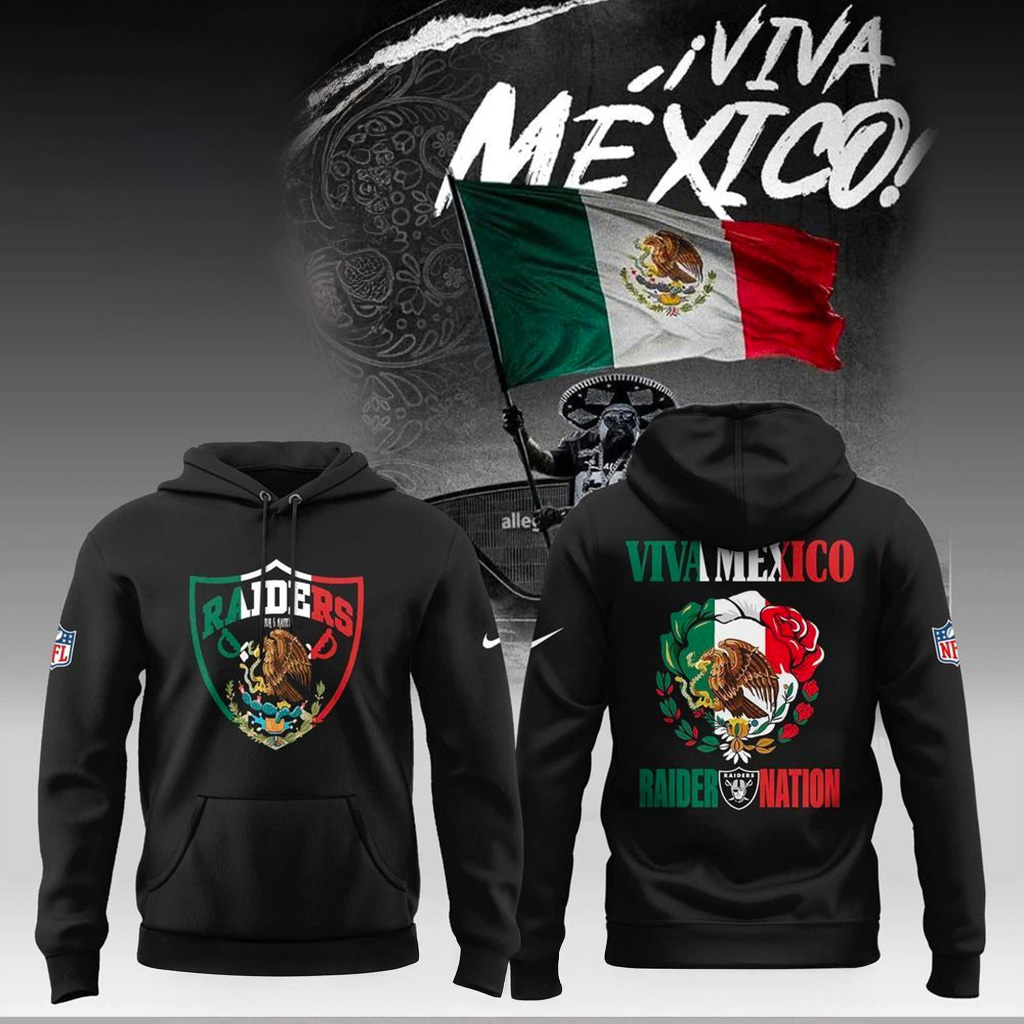 Las Vegas Raiders Mexican Pride x Raider Nation Hoodie Raiders Merch Gift For Him-1