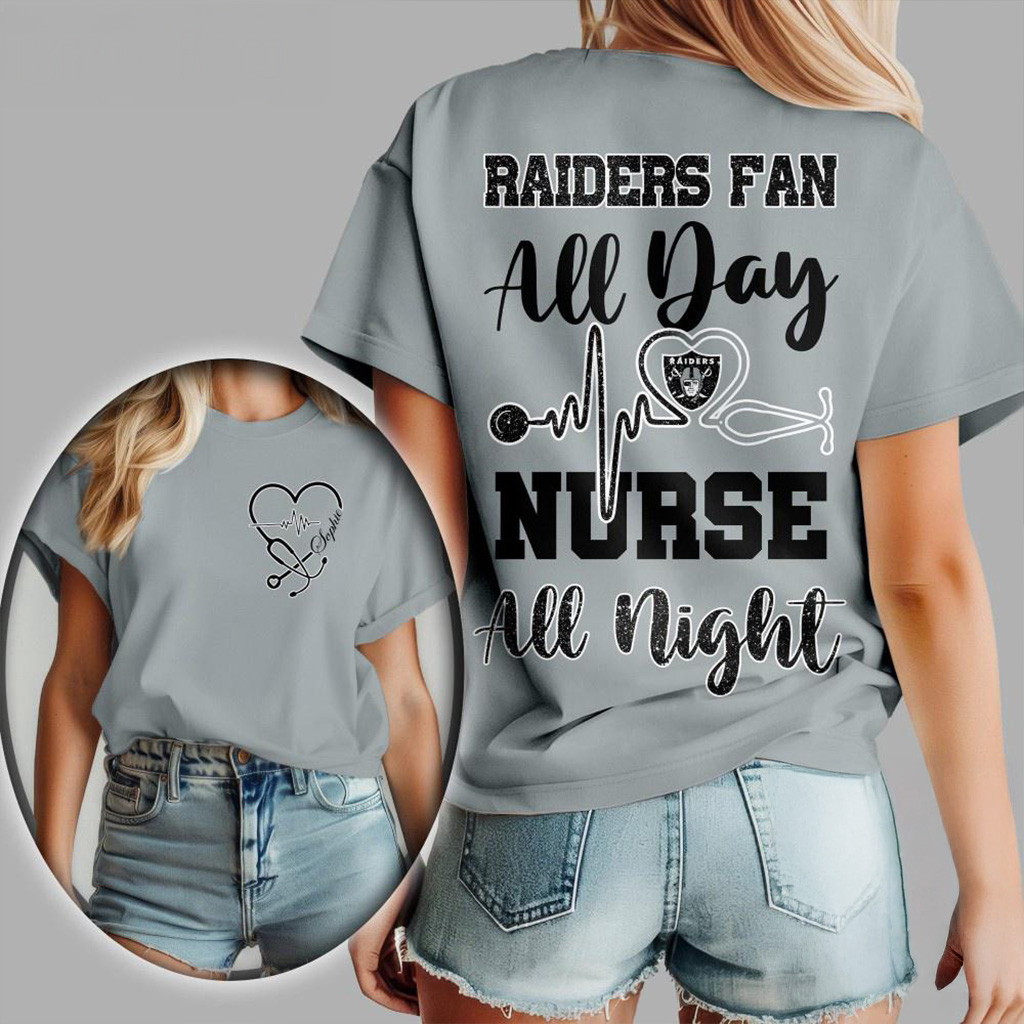 Las Vegas Raiders NFL All Day Nurse All Night Shirt Raiders Merch Football Fan Gift Ideas-1