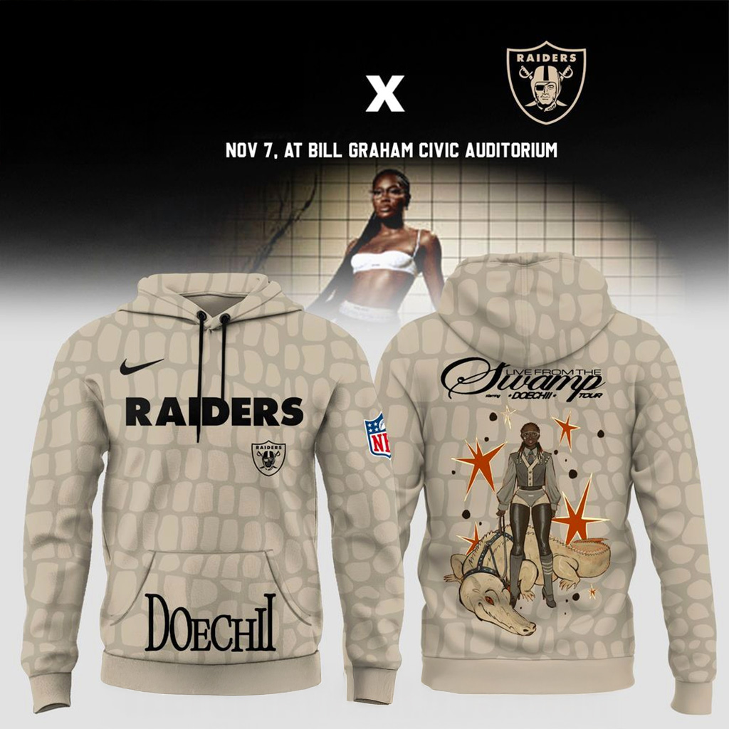 Las Vegas Raiders X Doechii Live From The Swamp Tour 2025 Hoodie Raiders Merch Fan Gifts-1 Las Vegas Raiders X Doechii Live From The Swamp Tour 2025 Hoodie Raiders Merch Fan Gifts-1