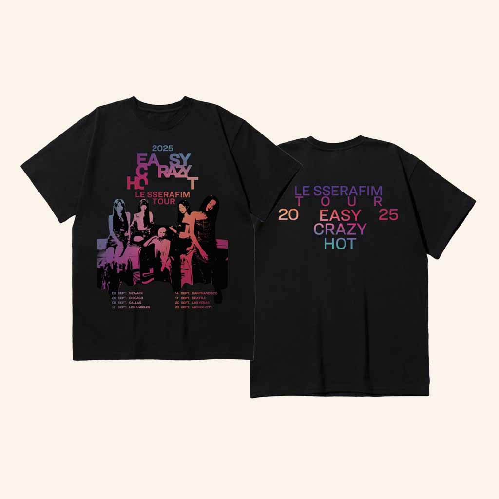 Le Sserafim Tour Merch Easy Crazy Hot T-Shirt Xmas Gifts For Her-1