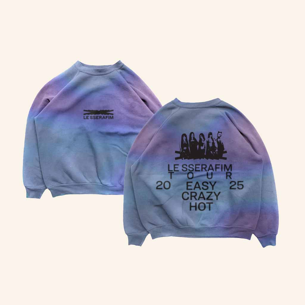 Le Sserafim Tour Merch Tie Dye Crewneck Sweatshirt Christmas Gift Ideas For Music Fans-1